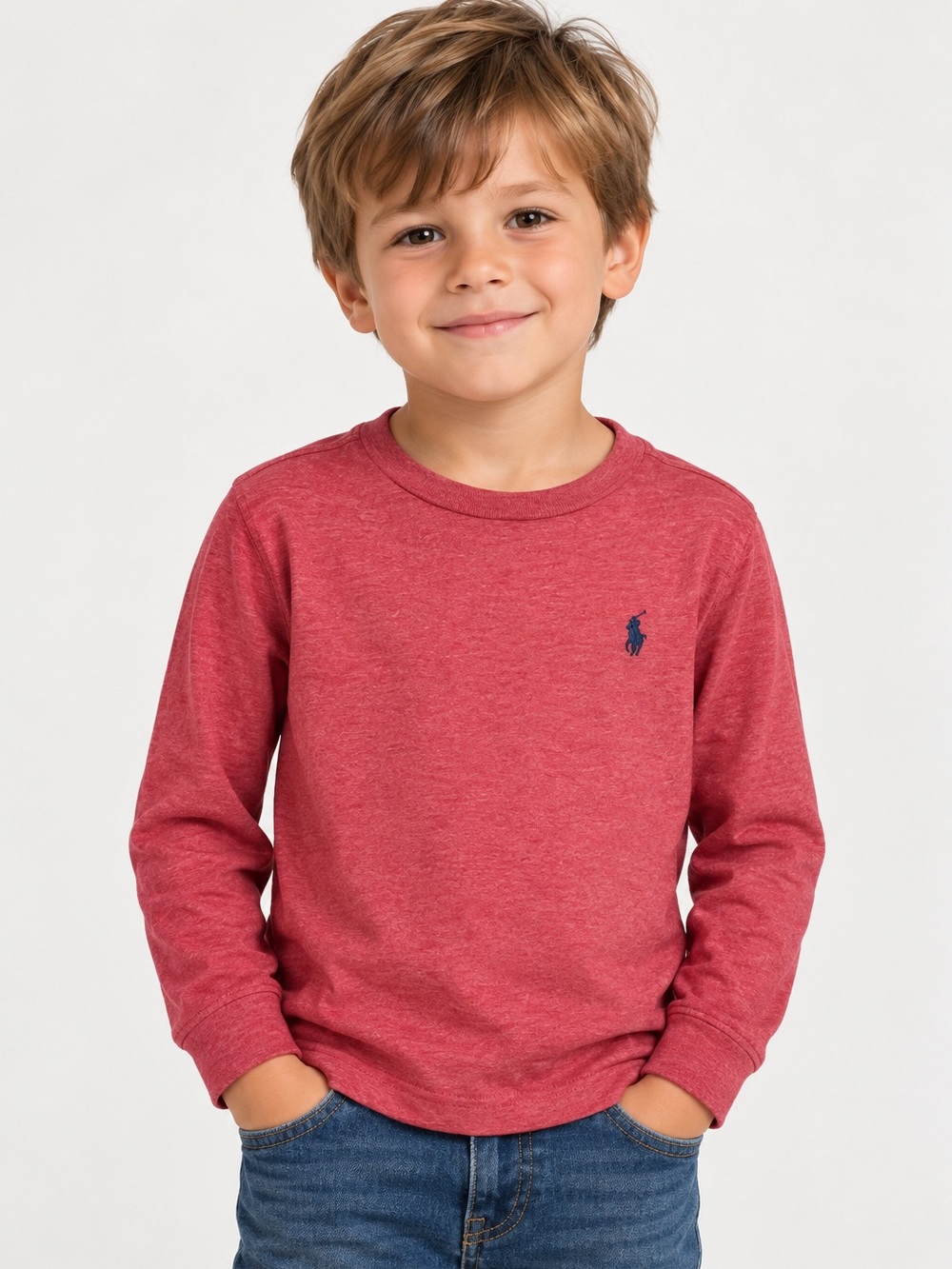 🐎 Polo Ralph Lauren Kids’ Long Sleeve T-Shirt – 3T Red Heather